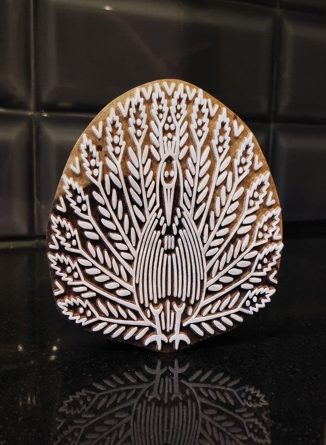 ecofynd Animal Wood Block Stamps (Pack of 1), Wooden Blocks for Block Printing Stamp Set, Artistic Shapes Craft Kids Saree Border DIY Henna Fabric Textile Paper Clay Pottery Hand-Carved (BLOCK008) - Image 1